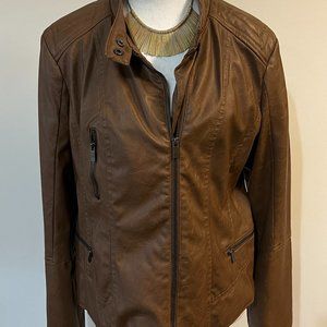Faux Leather - Moto Jacket, brown XL
